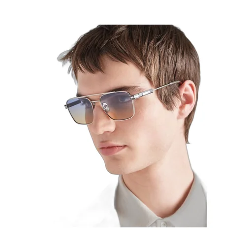 Sunglasses with iconic metal plaque