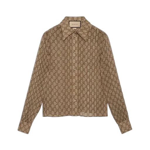 GG damier print silk shirt