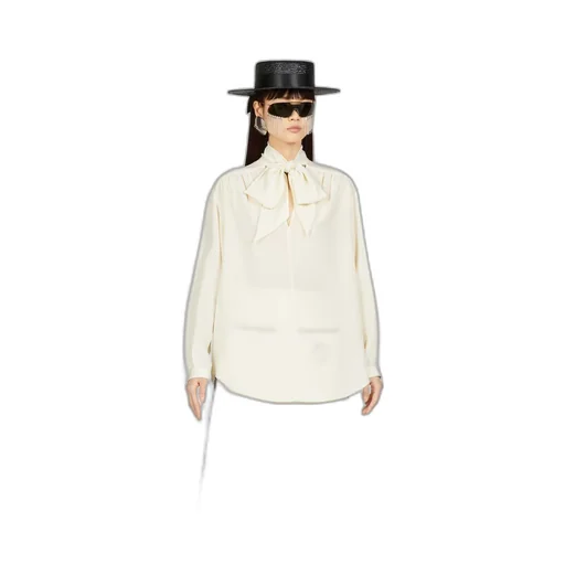 Crêpe satin shirt with neck tie