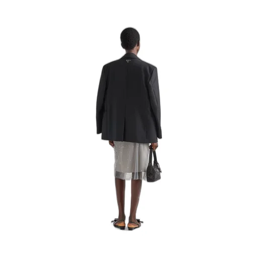 Crystal-studded tulle midi-skirt