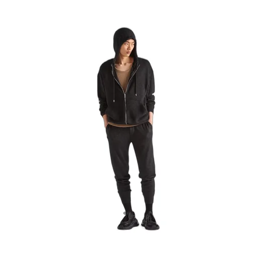 Cashmere knit zipper hoodie
