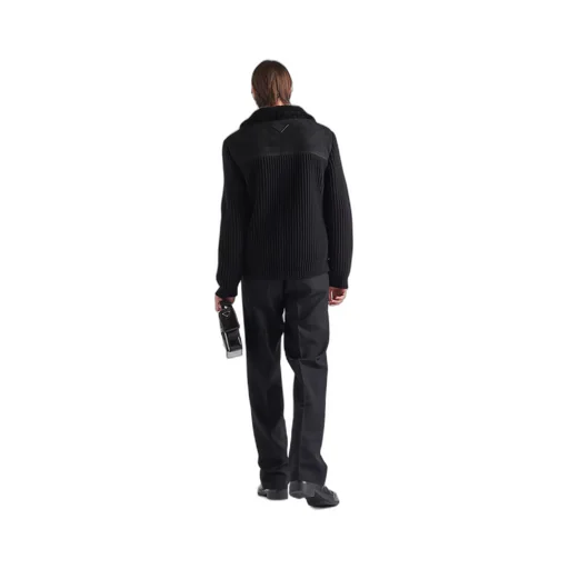 Shearling and knit jacket
