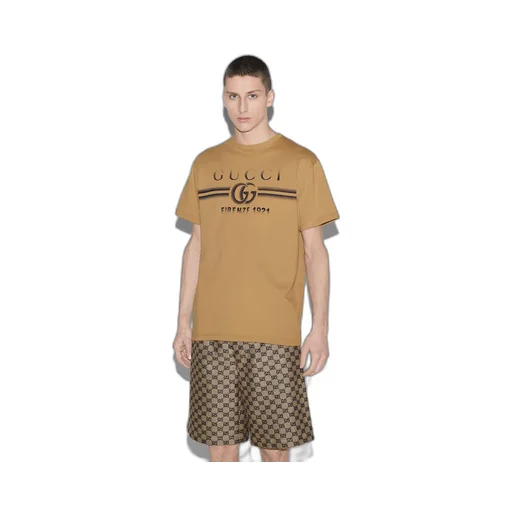 Cotton jersey T-shirt with Gucci print