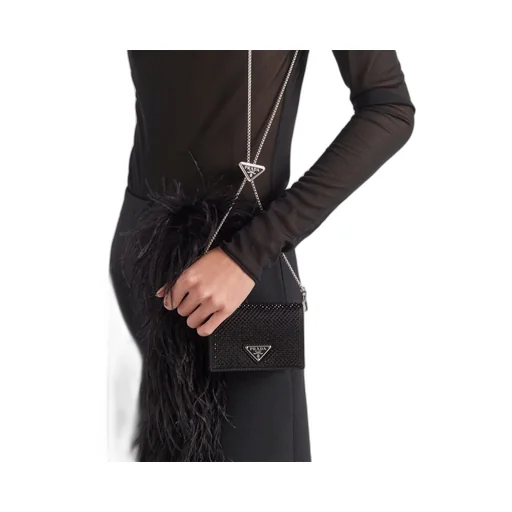 Cardholder with shoulder strap and crystals