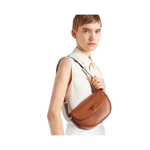 Prada Arqué leather shoulder bag with flap