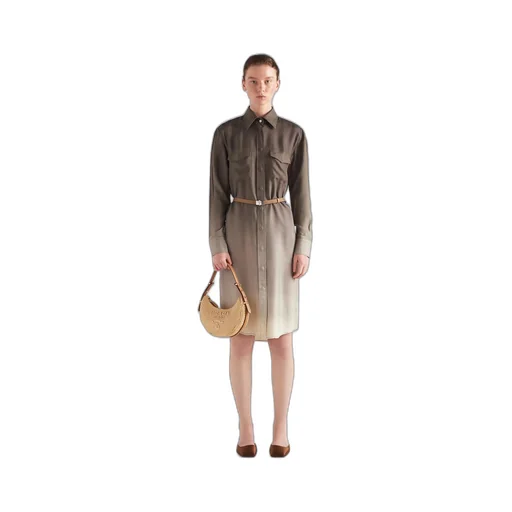 Silk twill shirt dress