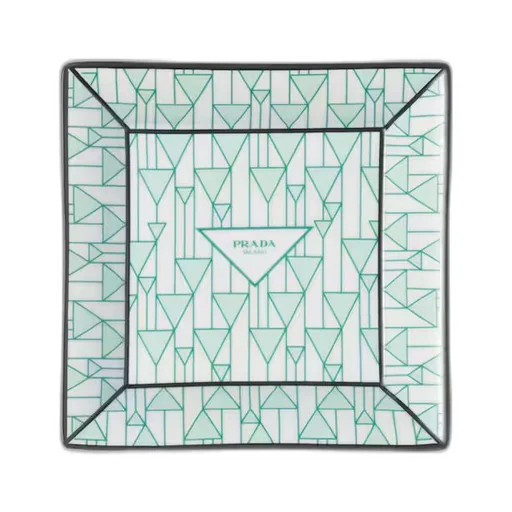 Large square porcelain catchall tray - Vienna Green