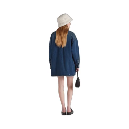 Oversized padded denim shirt