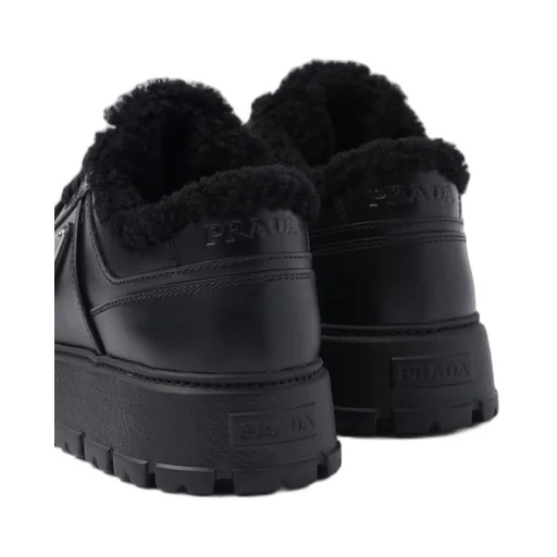 Leather and shearling sneakers