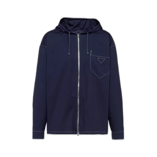 Stretch cotton shirt with hood