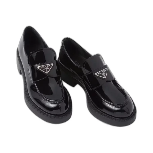 Chocolate patent leather loafers