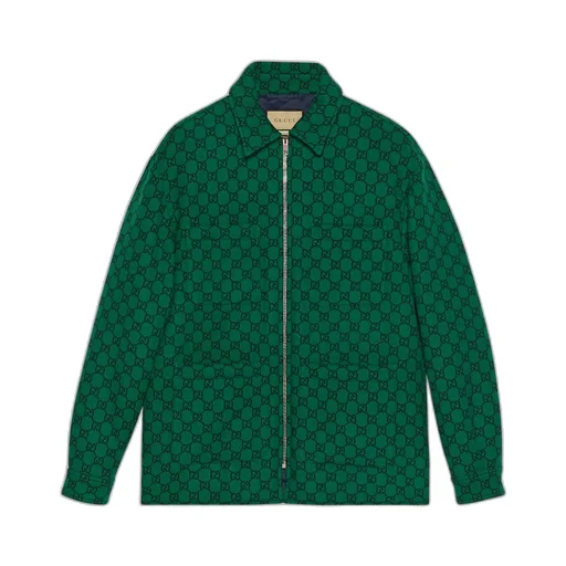 GG wool flannel padded overshirt