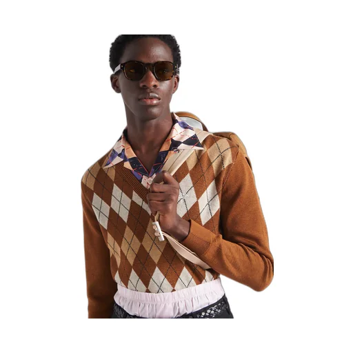 Wool sweater with an Argyle pattern