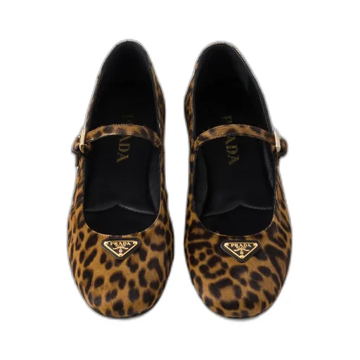 Printed leather ballerinas