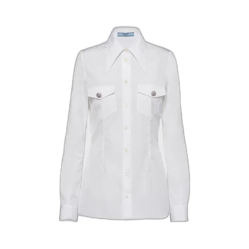 Poplin shirt with jewel buttons