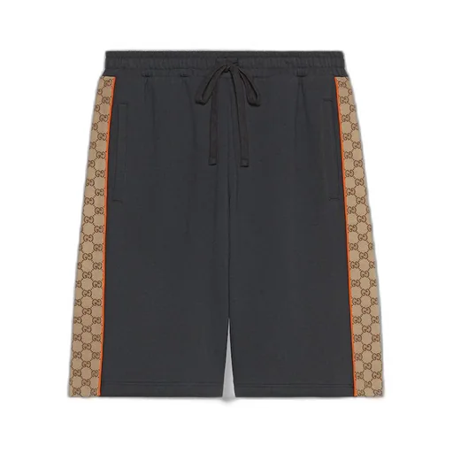 Cotton jersey shorts with GG inserts