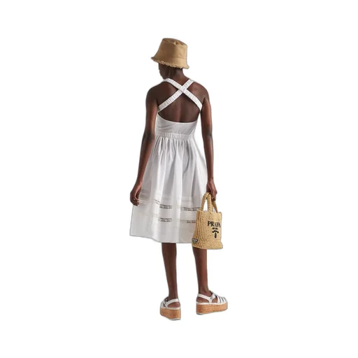 Intarsia poplin dress