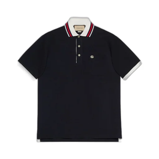 Cotton piquet polo with Double G