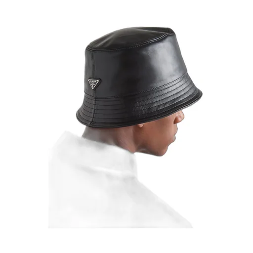 Nappa leather bucket hat