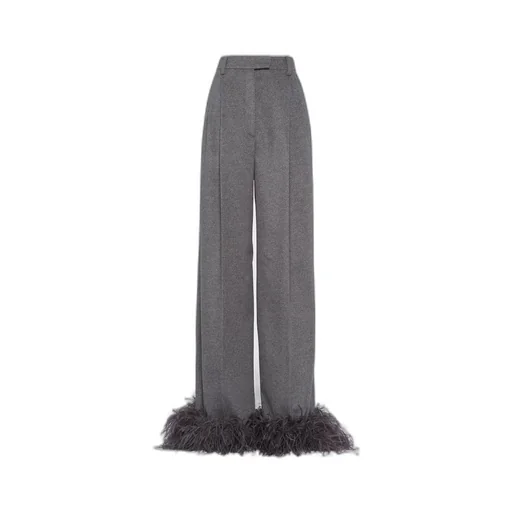 Cashmere pants with feathers