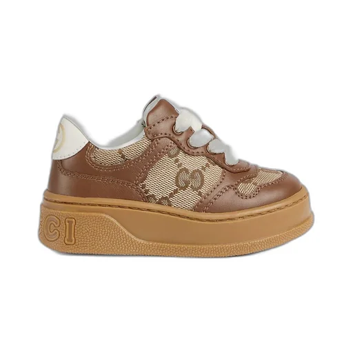 Toddler leather platform trainer