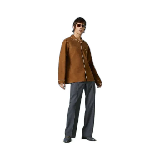 Suede shirt with embroidery