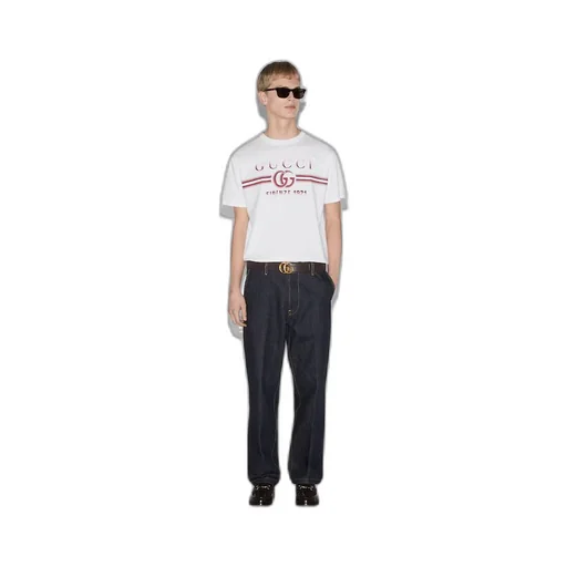 Cotton jersey T-shirt with Gucci print