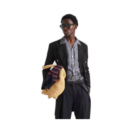 Double-breasted technical cotton coat