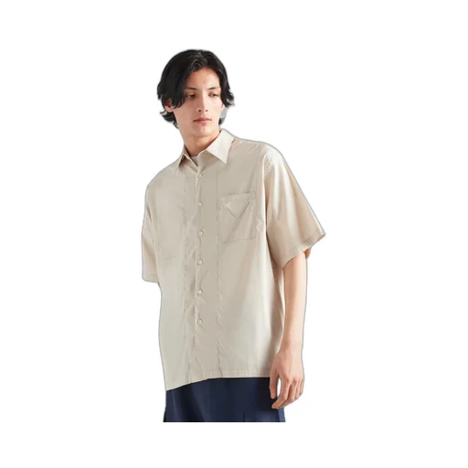 Short-sleeved stretch cotton shirt