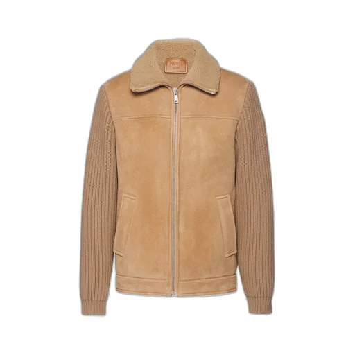 Shearling and knit jacket