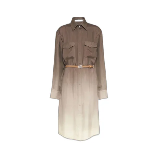 Silk twill shirt dress