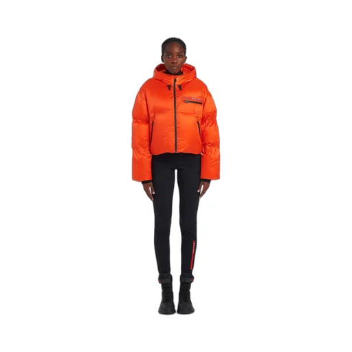 Cropped technical Re-Nylon down jacket