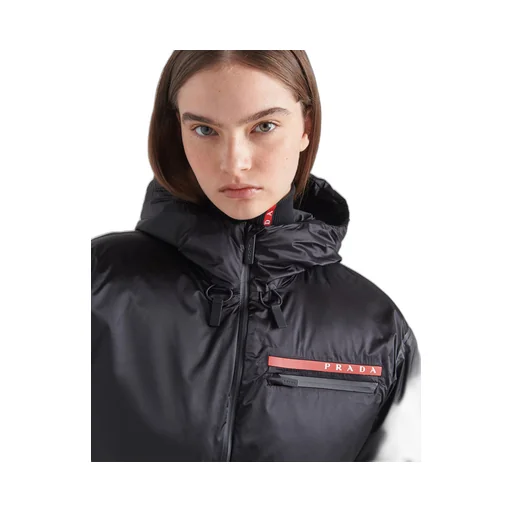 Technical Re-Nylon hooded down jacket