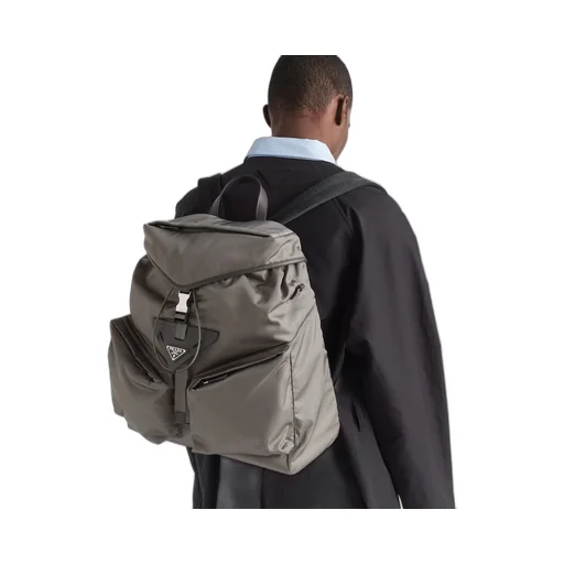 Re-Nylon and leather backpack