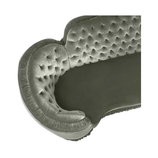 Capitonné camelback velvet sofa