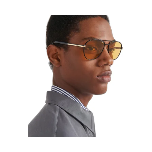 Sunglasses with iconic metal plaque