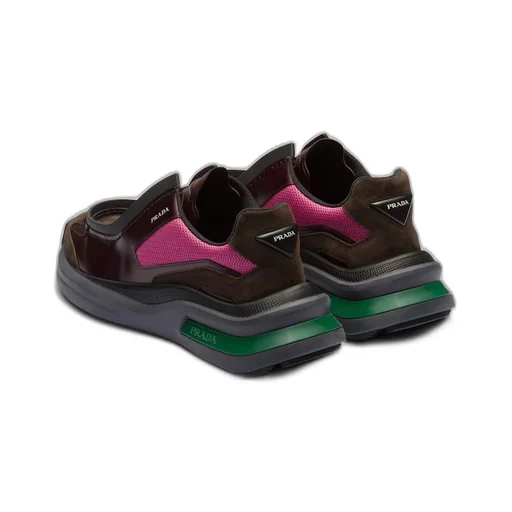 Systeme brushed leather sneakers with bike fabric and suede elements