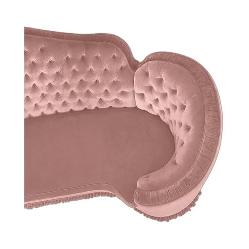 Capitonné camelback velvet sofa