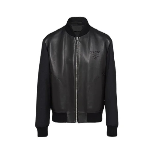 Wool and leather blouson