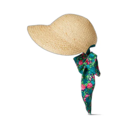 Straw cloche with ribbon