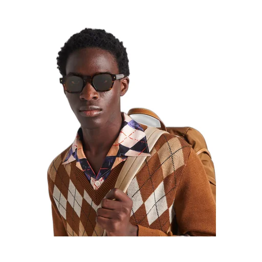 Sunglasses with iconic metal plaque