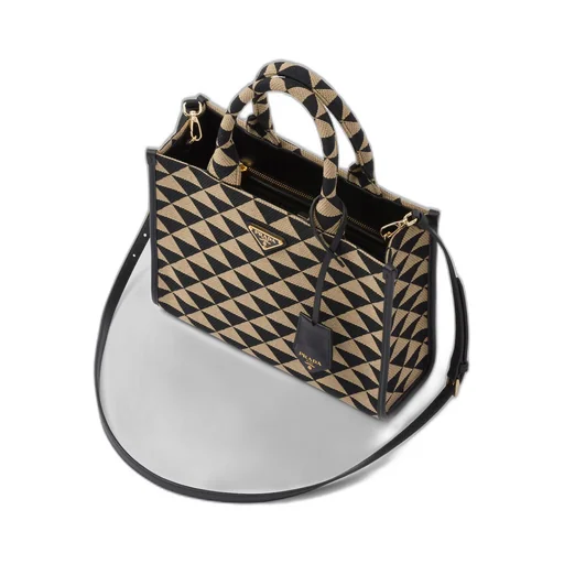 Small Prada Symbole embroidered fabric handbag