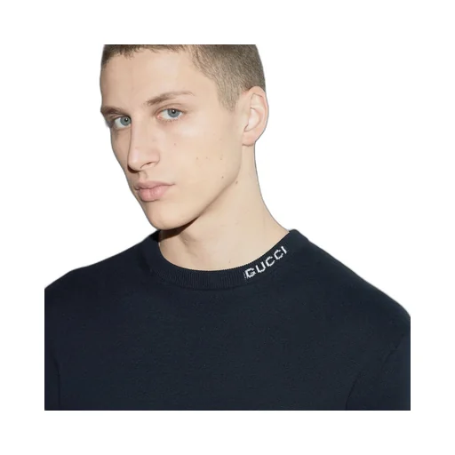 Silk cotton T-shirt with Gucci intarsia