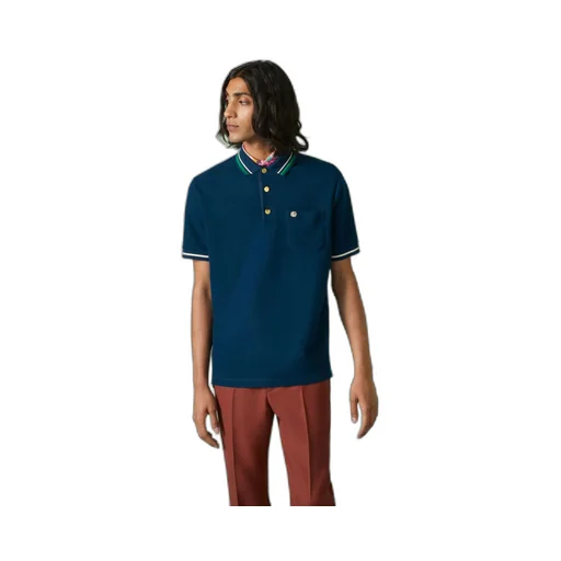 Wool cotton jersey polo shirt