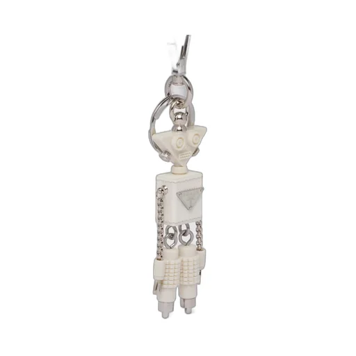 Saffiano leather robot trick keychain