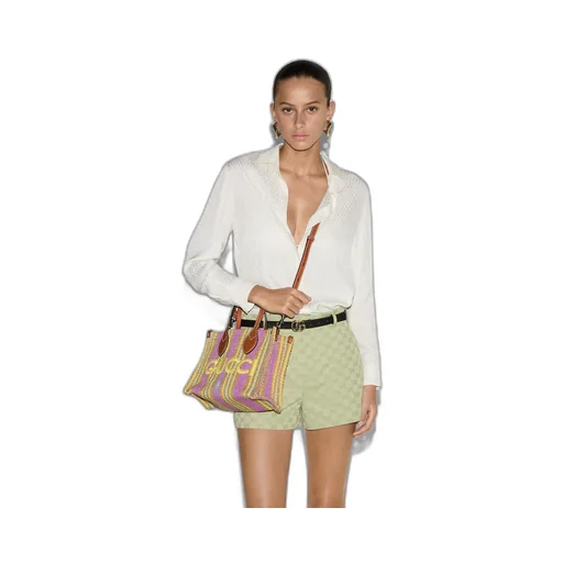 Small jute tote with Gucci patch