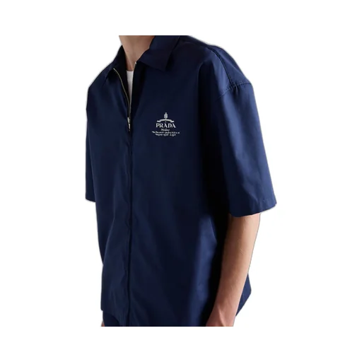 Short-sleeved technical cotton shirt