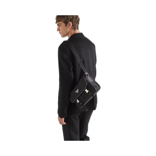 Re-Nylon and Saffiano leather shoulder bag