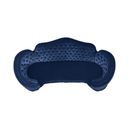 Capitonné camelback velvet sofa