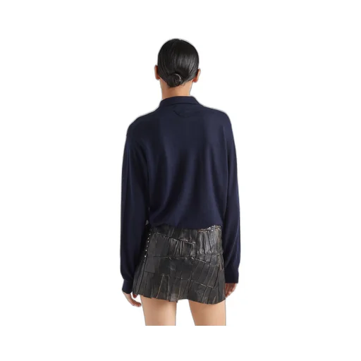 Studded nappa leather patchwork skirt